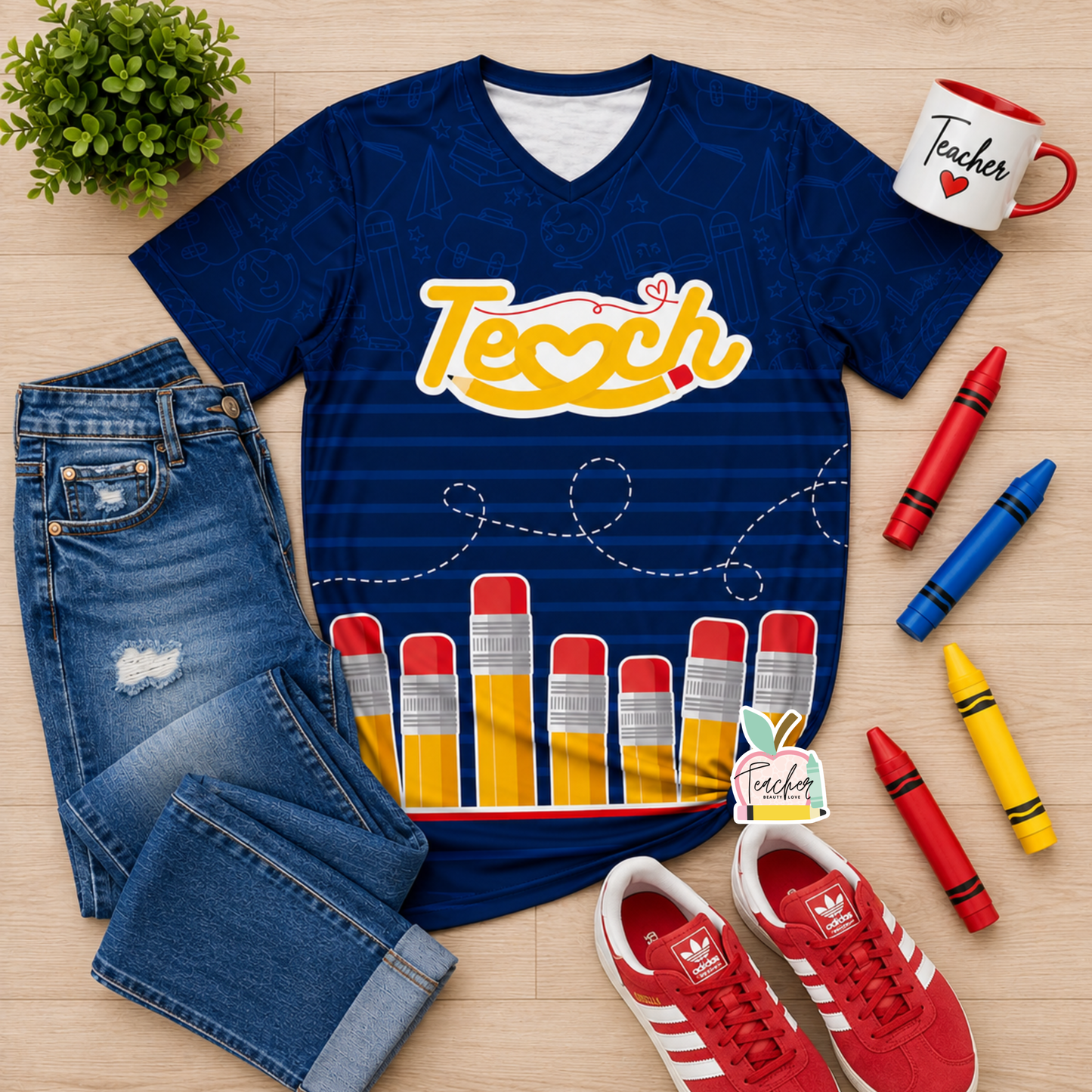Pencil Teach blue / Camisa para maestras
