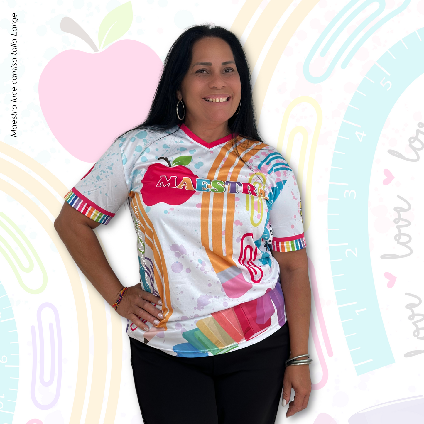 PRE-ORDEN | camisa para maestra | camisa sublimada | Full print Tshirt | PINK APPLE SHIRT