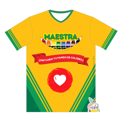 PRE- ORDEN finaliza el 4 de septiembre | CRAYOLA |  Camisa para maestra |camisa sublimada | Full print Tshirt |