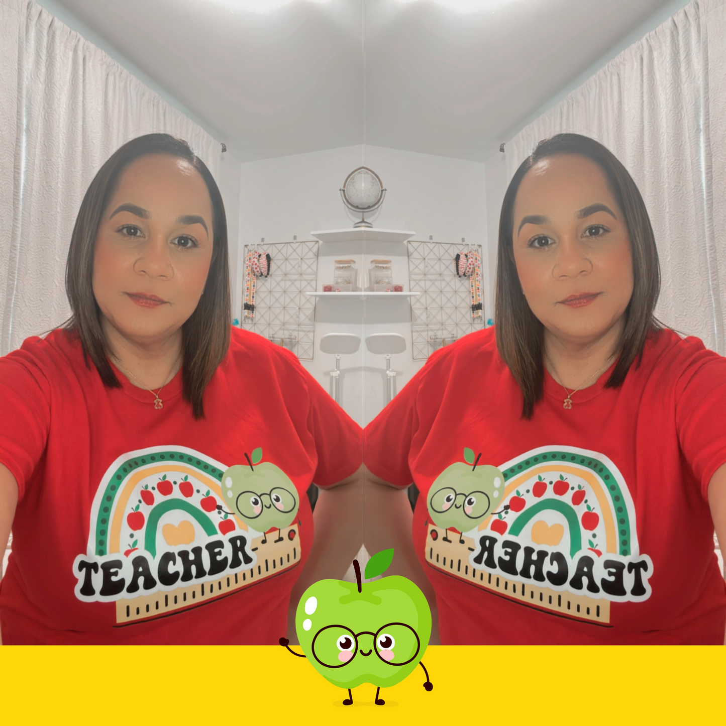 Set para maestra | Camisa y cartuchera para maestra | TEACHER GREEN APPLE - BUNDLE | Regalo para maestra