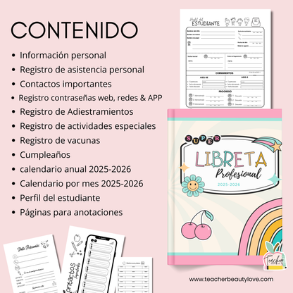 Libreta Profesional para maestra preescolar