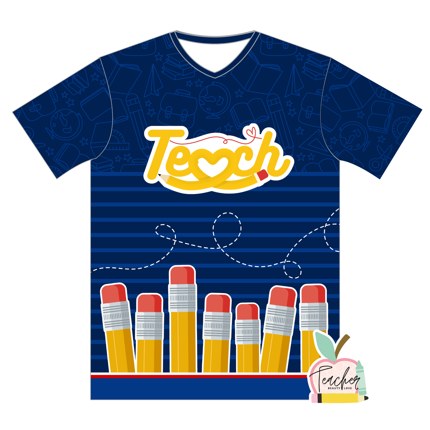 Pencil Teach blue / Camisa para maestras