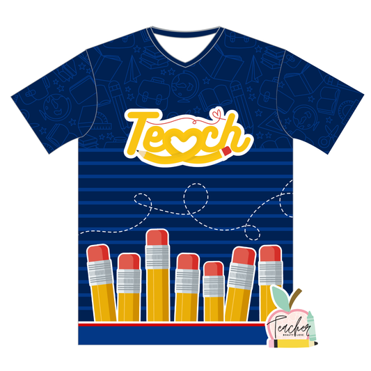 Pencil Teach blue / Camisa para maestras