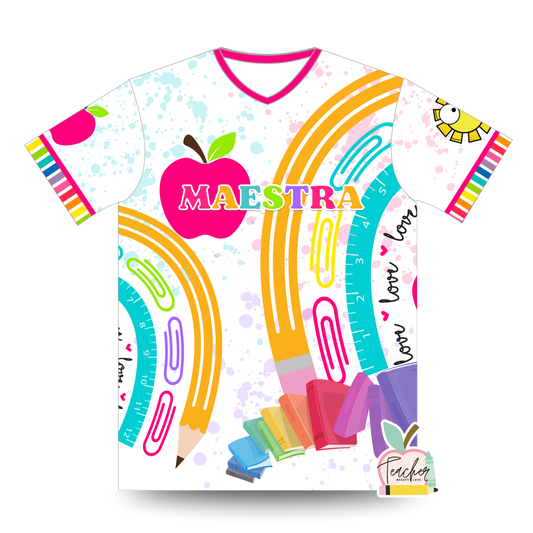 PRE-ORDEN | camisa para maestra | camisa sublimada | Full print Tshirt | PINK APPLE SHIRT
