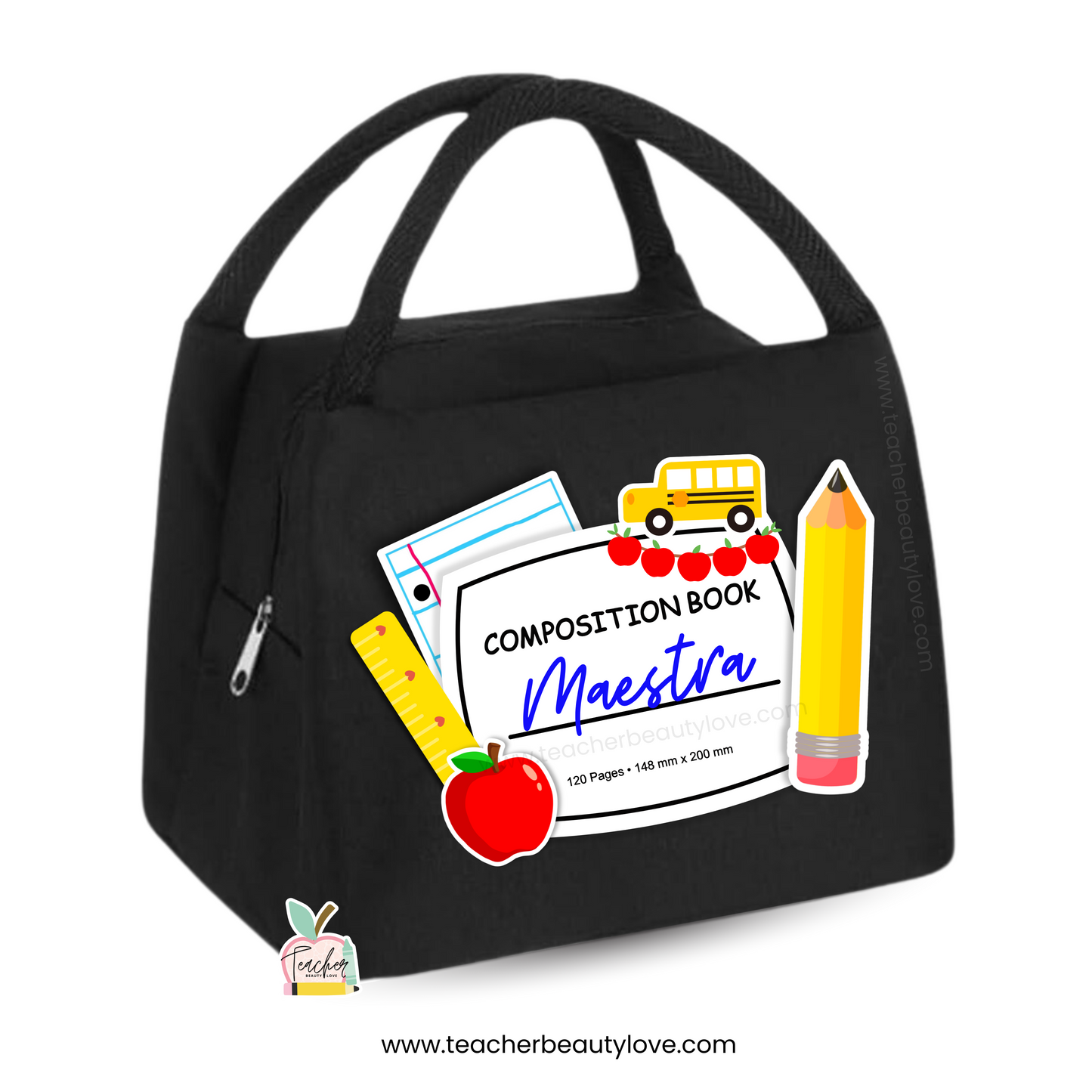 Composition Lunchbox | Lonchera negra para maestra